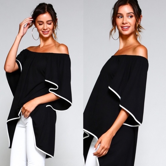 LIZZBETH Off Shoulder Top - BLACK - Picture 2 of 3